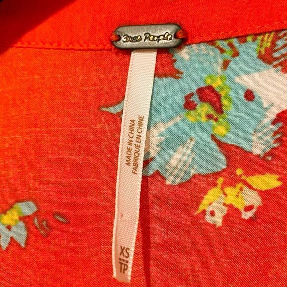 Free People Greatest Day Orange Floral Smocked Minidress Size XS - Picture 7 of 7